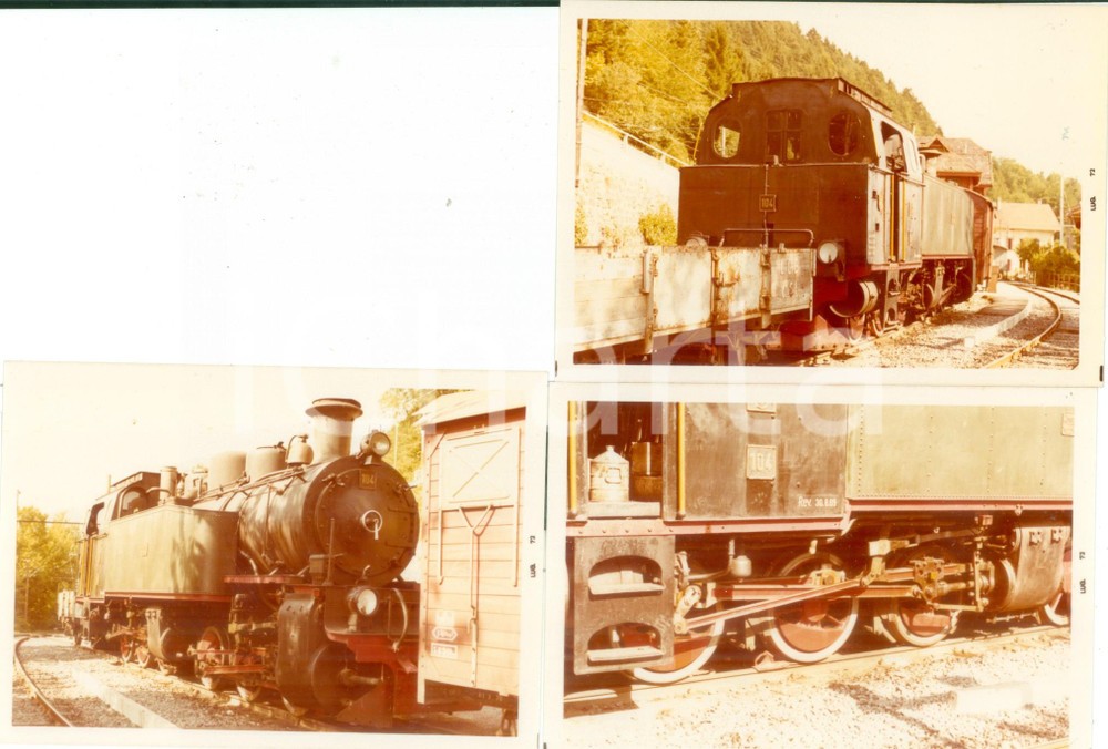 Fotografia d epoca originale 1975 ca SVIZZERA Ferrovie svizzere Locomotiva 104 sul binario Lotto 3 fotografie 1