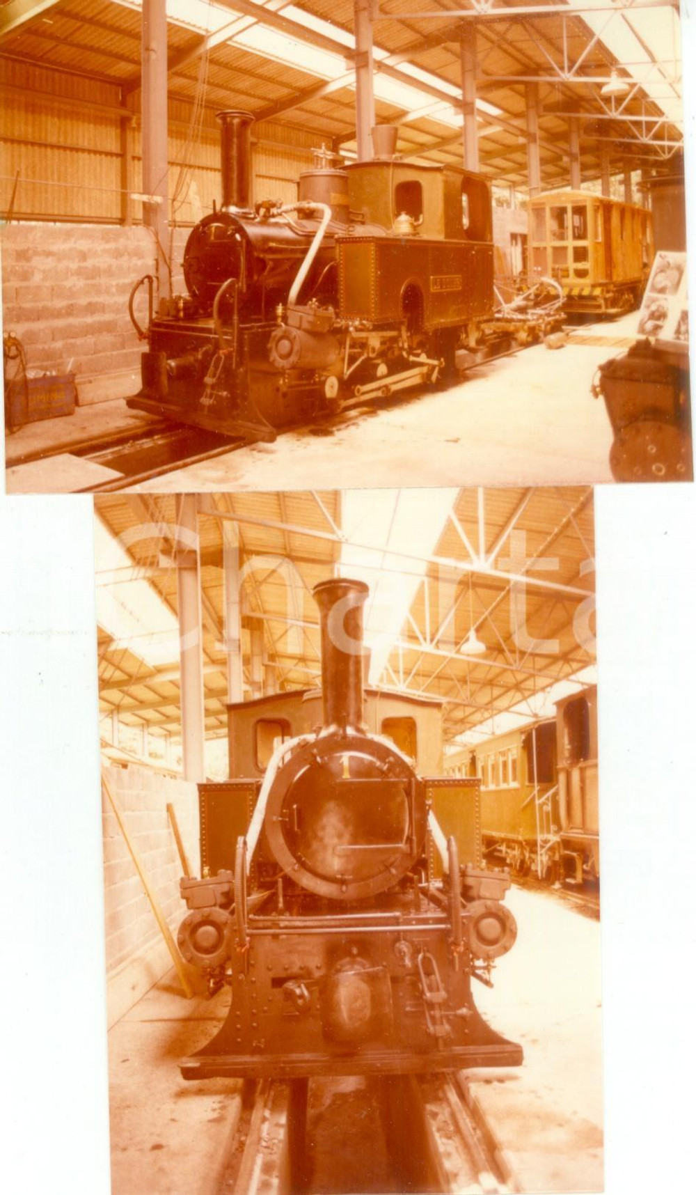 Fotografia d epoca originale 1975 ca LE DOUES AO Ferrovie valdostane Locomotiva 1 in deposito Lotto 2 foto 1