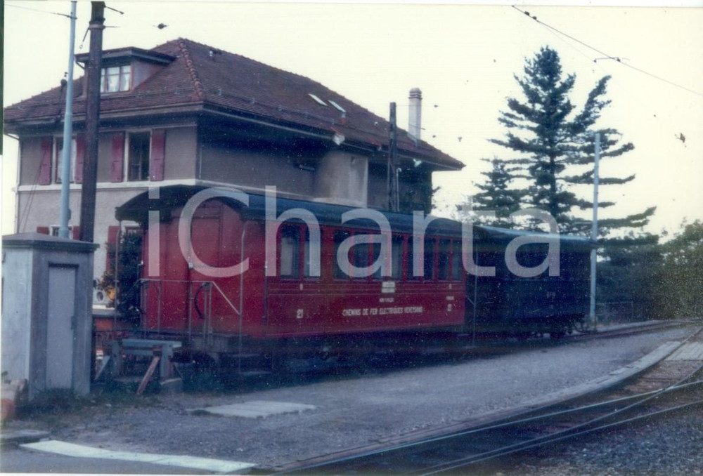 Fotografia d epoca originale 1975 ca SVIZZERA Ferrovia VEVEYBLONAYLES PLEIADES CEV Locomotiva 21 Fotografia 1
