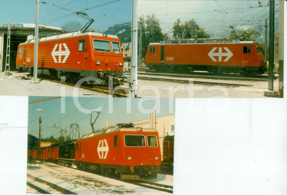 Fotografia d epoca originale 1985 ca SVIZZERA Ferrovie SBB CFF FFS Locomotiva in deposito Lotto 3 fotografie 1