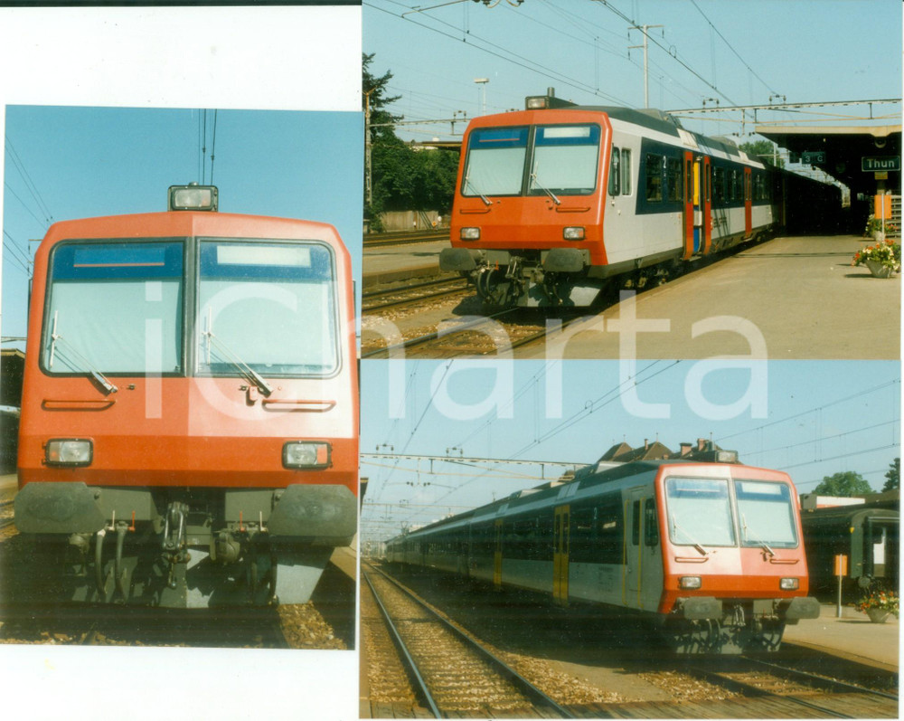 Fotografia d epoca originale 1985 ca THUN SVIZZERA Ferrovie SBB CFF FFS Locomotiva in stazione Lotto 3 foto 1