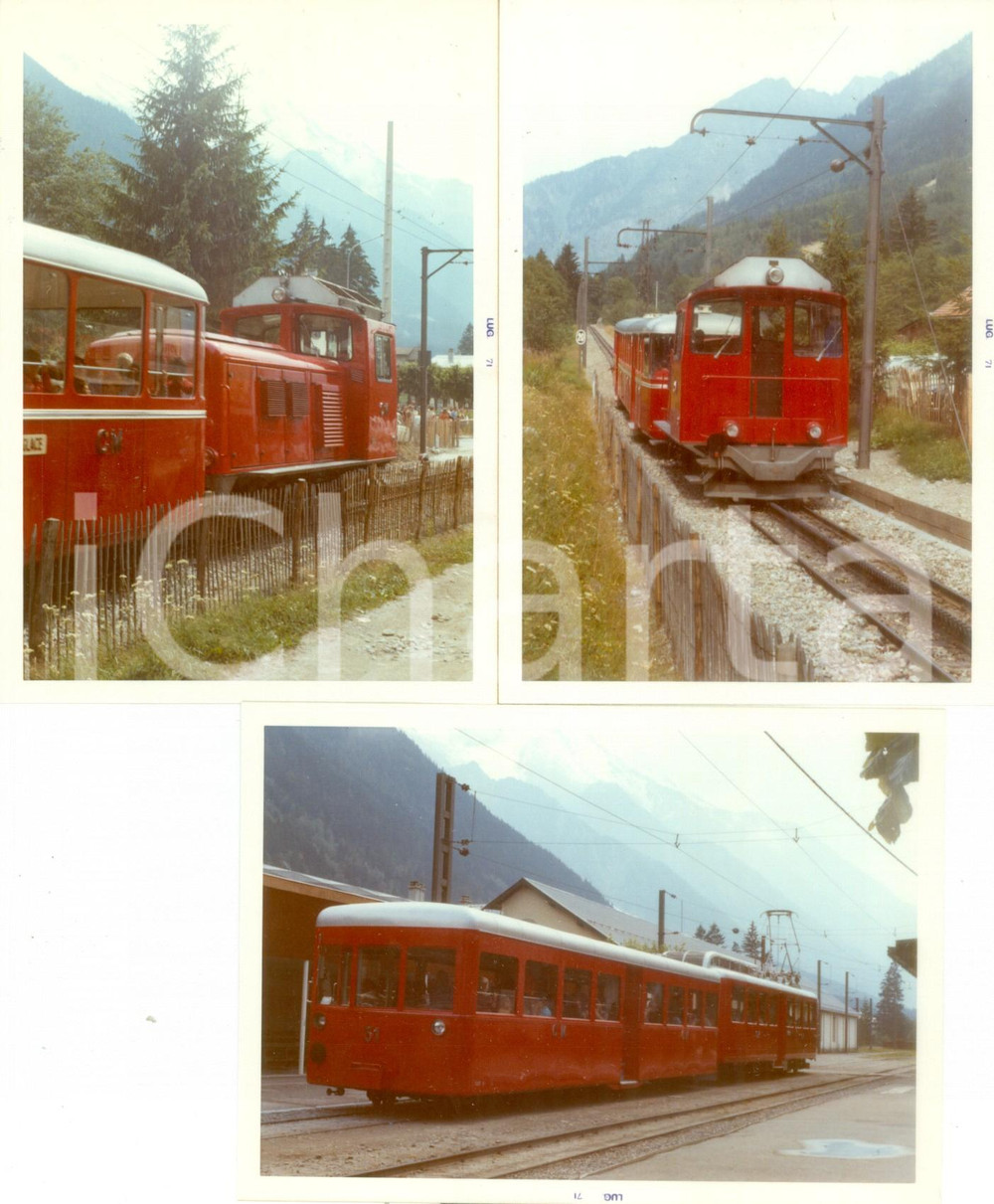 Fotografia d epoca originale 1971 FRANCE Ferrovia CHAMONIX  MONT BLANC Locomotiva 51 Lotto 3 fotografie 1