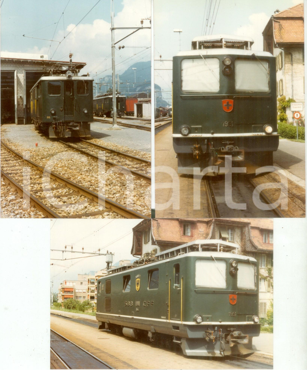 Fotografia d epoca originale 1980 ca SVIZZERA Ferrovie SBB CFF Locomotive 1991 Lotto 2 fotografie 1