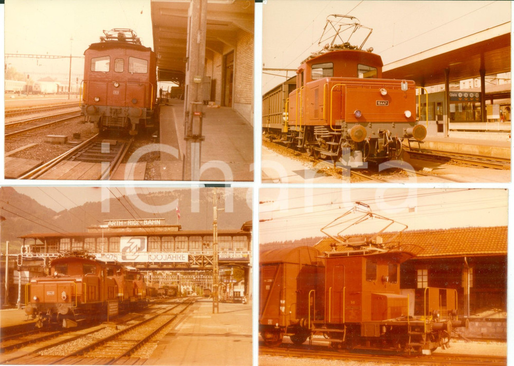 Fotografia d epoca originale 1975 ca ARTHRIGIBAHN SVIZZERA Ferrovie Locomotive in stazione Lotto 4 foto 1