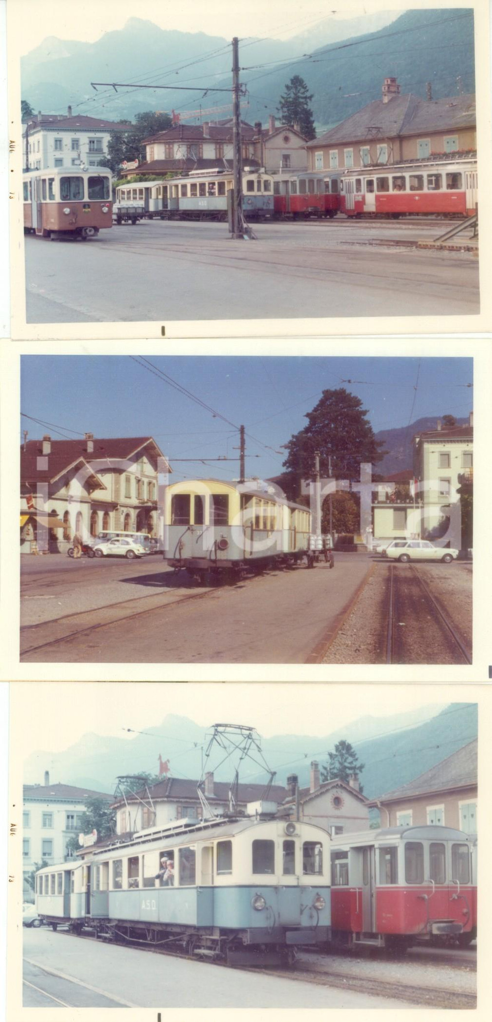 Fotografia d epoca originale 1973 SVIZZERA Ferrovia AIGLELEYSIN Locomotiva A50 Lotto 3 fotografie 1