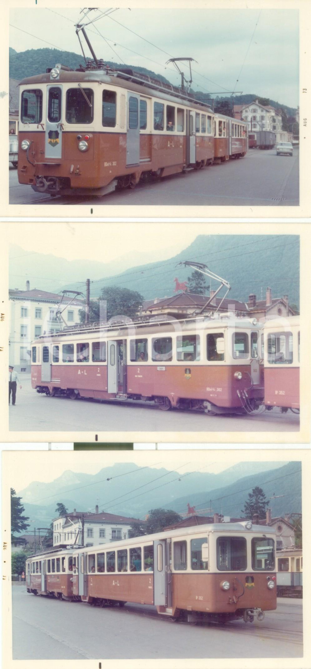 Fotografia d epoca originale 1973 SVIZZERA Ferrovia AIGLELEYSIN Treno a scartamento Lotto 3 fotografie 1