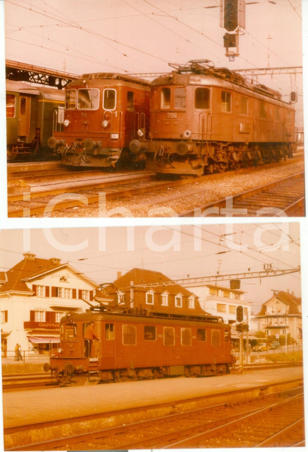 Fotografia d epoca originale 1975 ca SVIZZERA Ferrovie BERNLOTSCHBERGSIMPLON Locomotive Lotto 2 foto 1