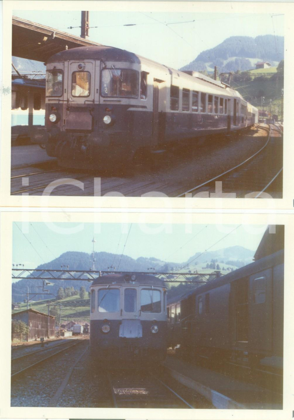 Fotografia d epoca originale 1980 ca SVIZZERA Ferrovie BERNLOTSCHBERGSIMPLON Locomotive Lotto 2 fotografie 1