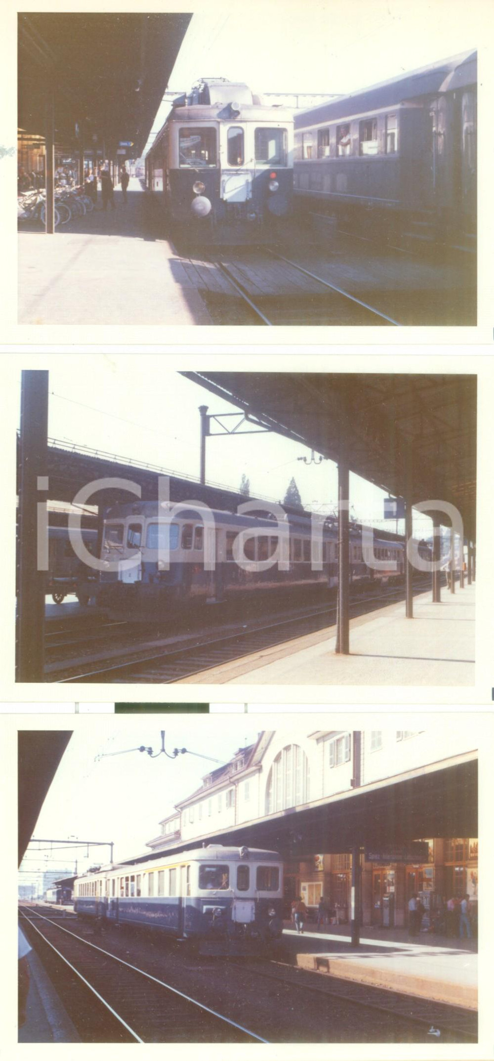 Fotografia d epoca originale 1980 ca SVIZZERA Ferrovie SPIETZINTERLAKEN Locomotive Lotto 3 fotografie 1