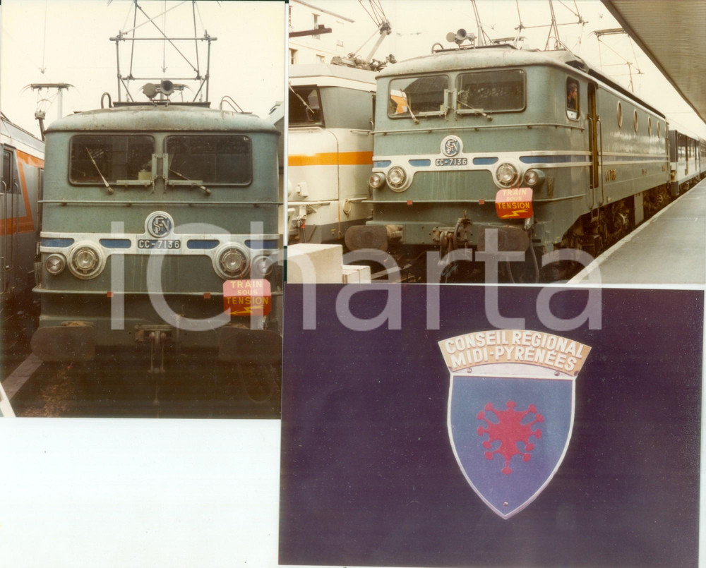 Fotografia d epoca originale 1975 ca FRANCE Conseil RÃ©gional MidiPyrÃ©nÃ©es Locomotiva CC7136 Lotto 3 foto 1