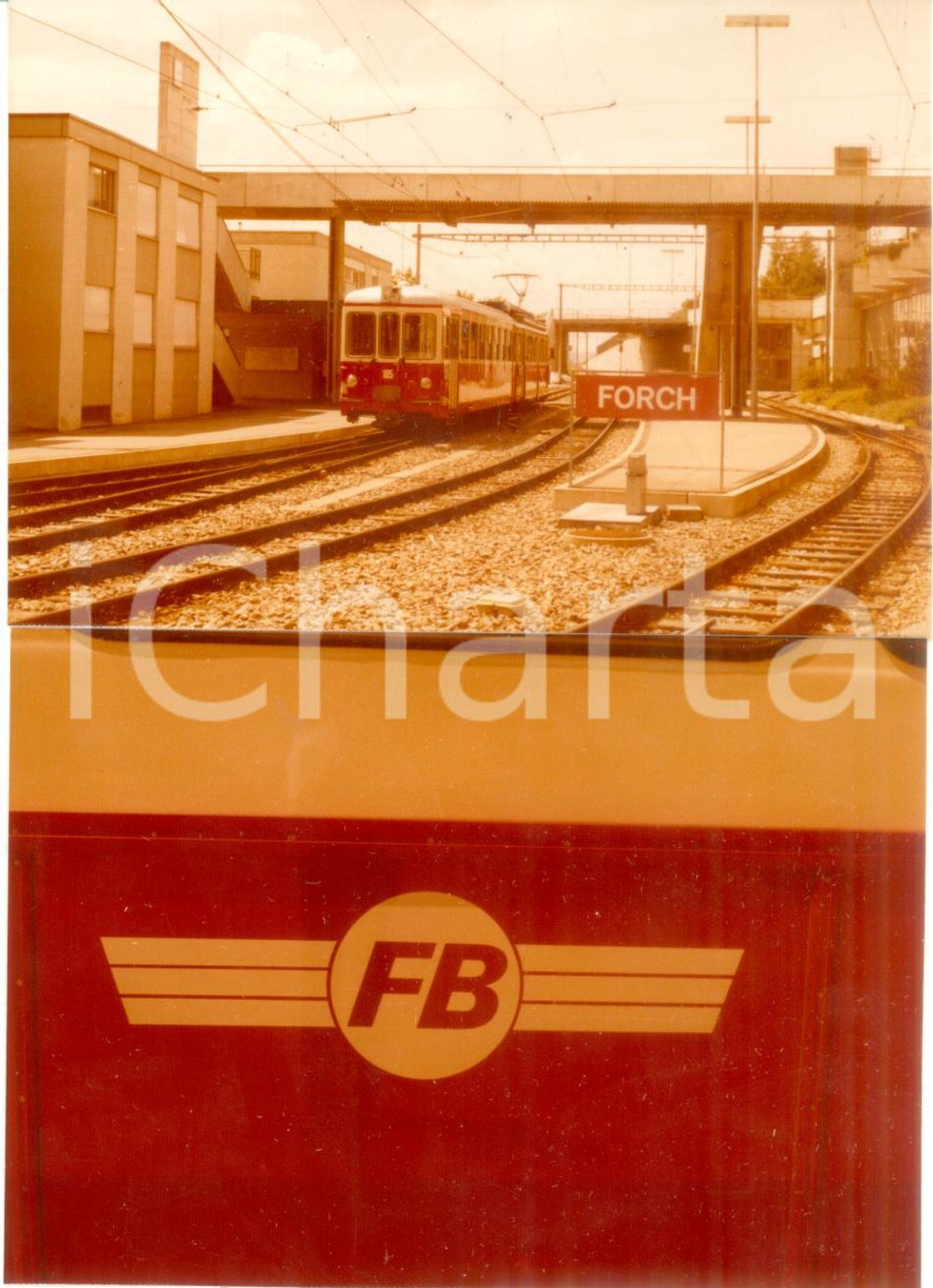 Fotografia d epoca originale 1975 ca SVIZZERA Ferrovie FORCHBAHN Locomotiva 105 Lotto 2 fotografie 1