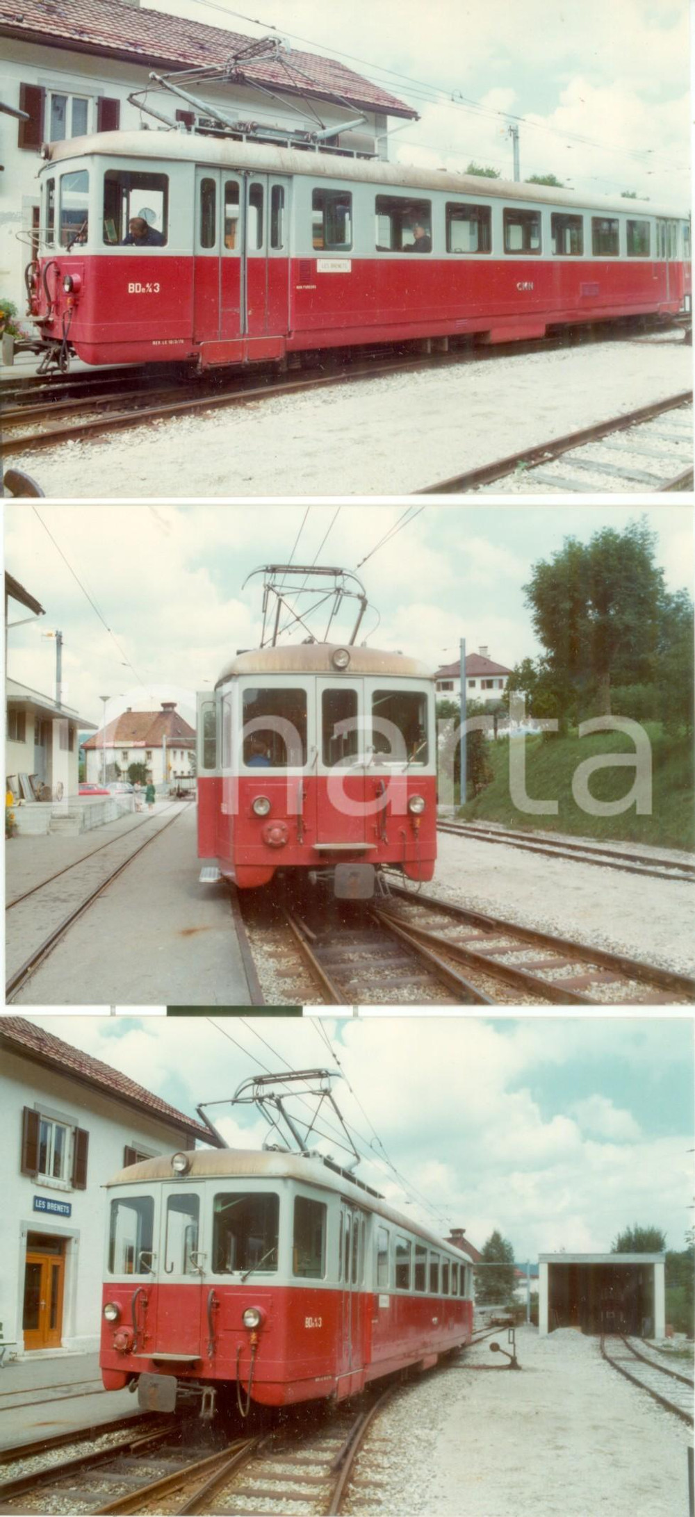 Fotografia d epoca originale 1975 ca LES BRENETS Chemins Montagnes NeuchÃ¢teloises Locomotiva 3 Lotto 3 foto 1