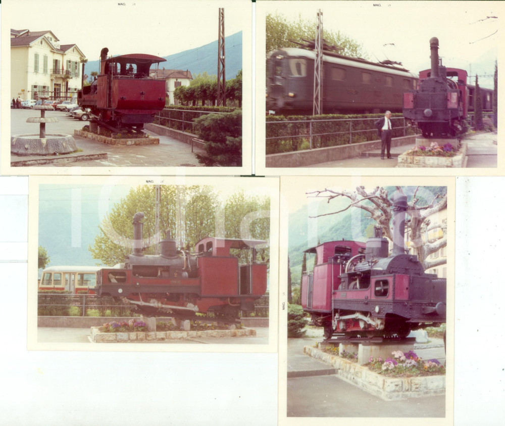 Fotografia d epoca originale 1971 CAPOLAGO Ferrovia MONTE GENEROSO Locomotiva 2 Monumento Lotto 4 fotografie 1