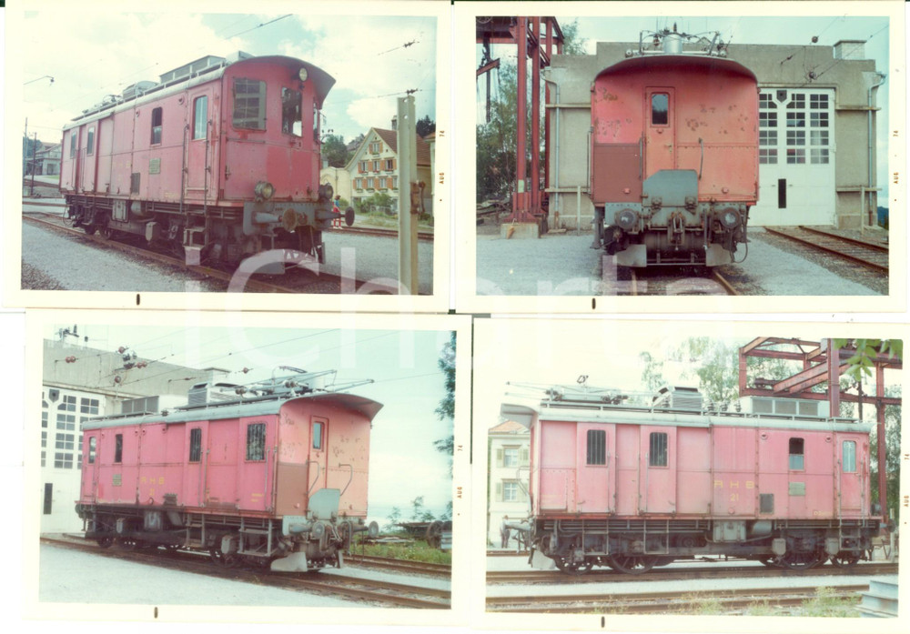 Fotografia d epoca originale 1974 SVIZZERA Ferrovia Retica RhB Locomotiva 21 Lotto 4 fotografie 1