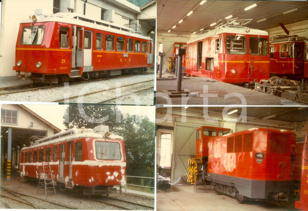 Fotografia d epoca originale 1984 SVIZZERA Ferrovie BEXVILLARSBETAYE Locomotivi deposito Lotto 4 fotografie 1