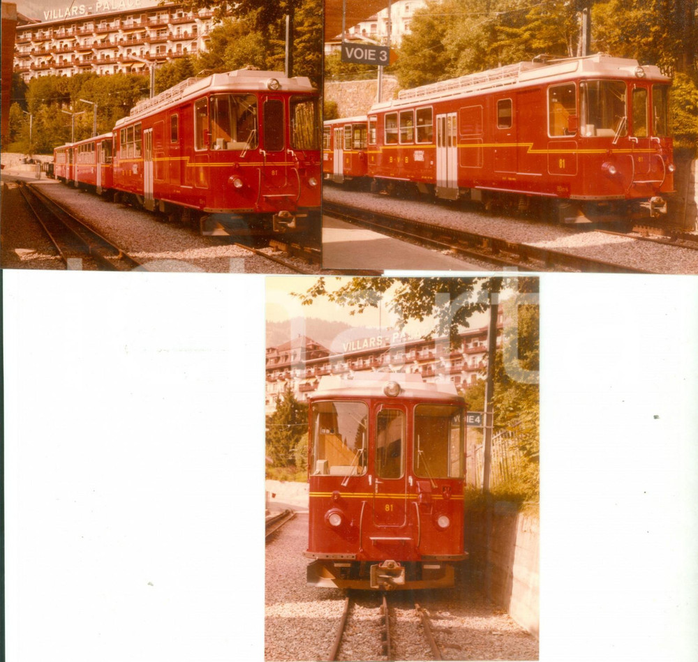Fotografia d epoca originale 1975 ca SVIZZERA Ferrovie BEXVILLARSBETAYE Locomotiva 81 Lotto 3 fotografie 1