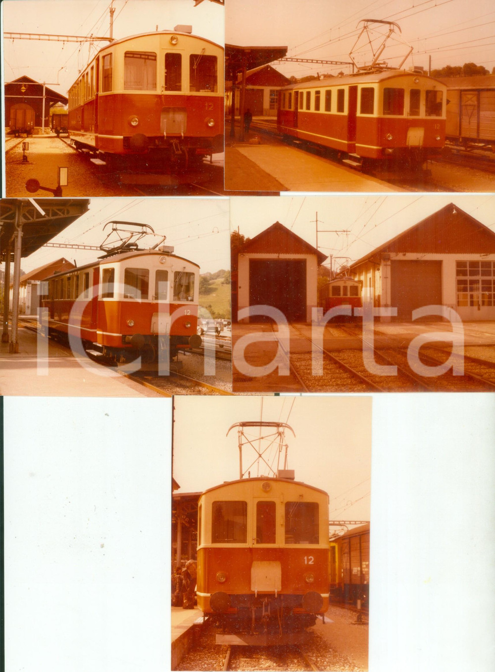 Fotografia d epoca originale 1975 ca SVIZZERA Ferrovie ORBE  CHAVORNAY Locomotiva 12 Lotto 5 fotografie 1