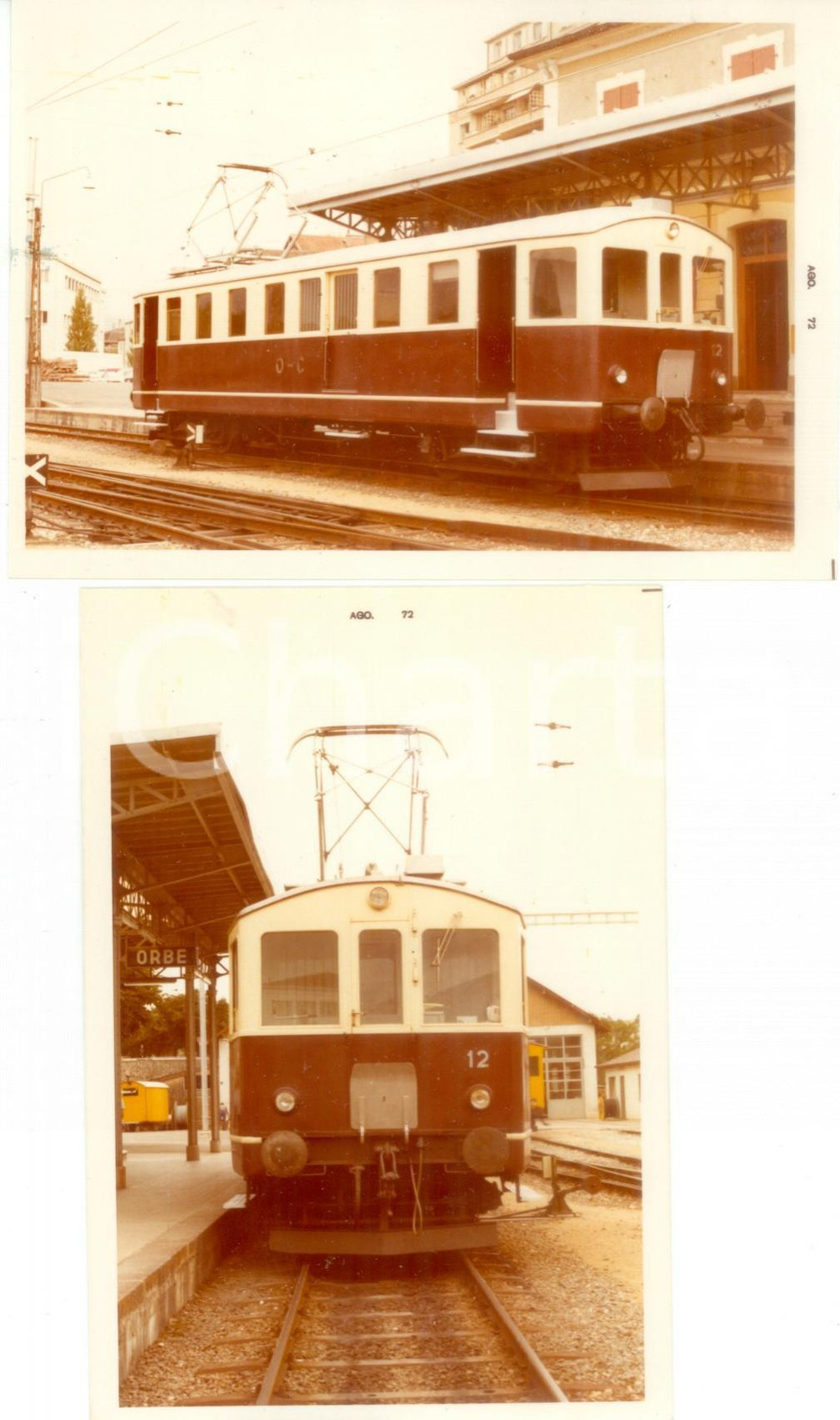 Fotografia d epoca originale 1972 SVIZZERA Ferrovie ORBE  CHAVORNAY Locomotiva 32 Lotto 2 fotografie 1