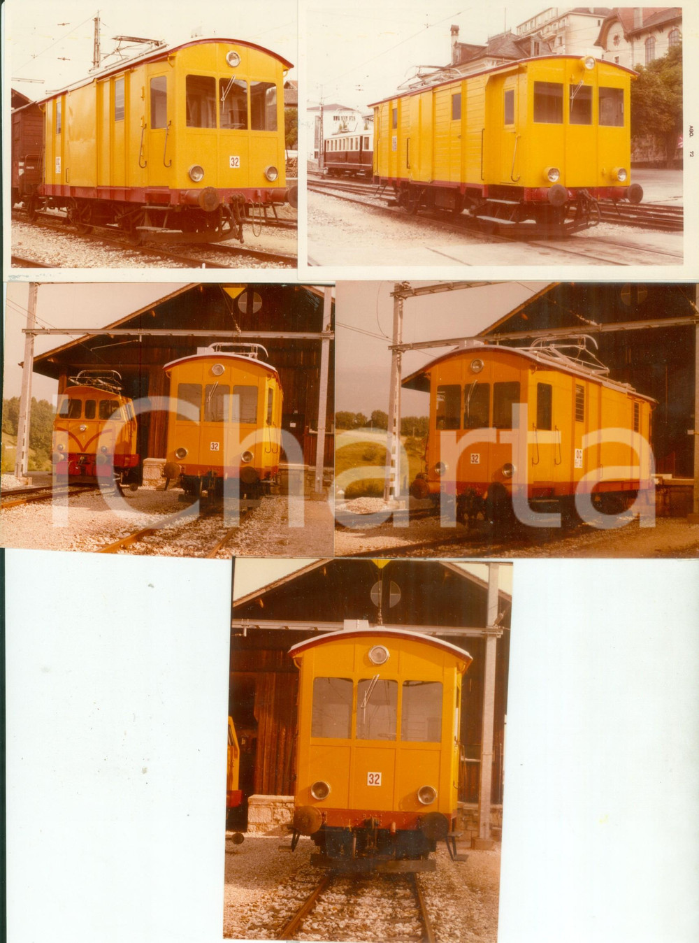 Fotografia d epoca originale 1972 SVIZZERA Ferrovie ORBE  CHAVORNAY Locomotiva 32 Lotto 5 fotografie 1