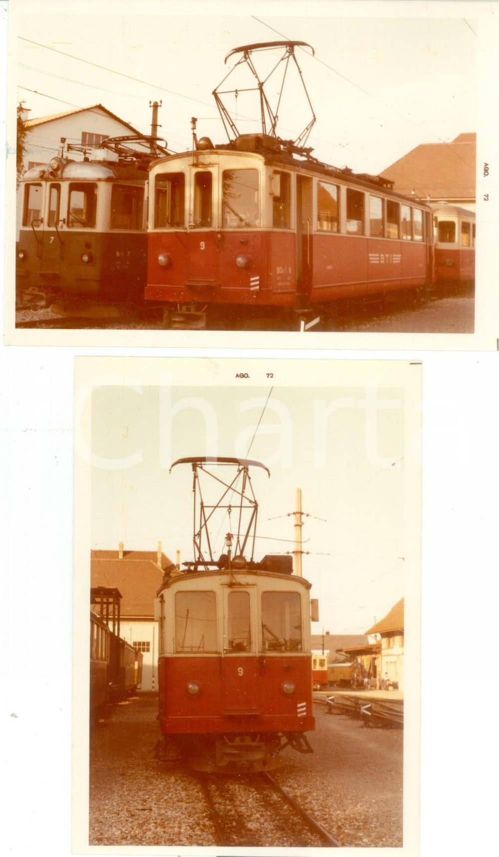 Fotografia d epoca originale 1972 SVIZZERA Ferrovie BIELTAUFFELENINSBAHN Locomotiva 9 Lotto 2 fotografie 1