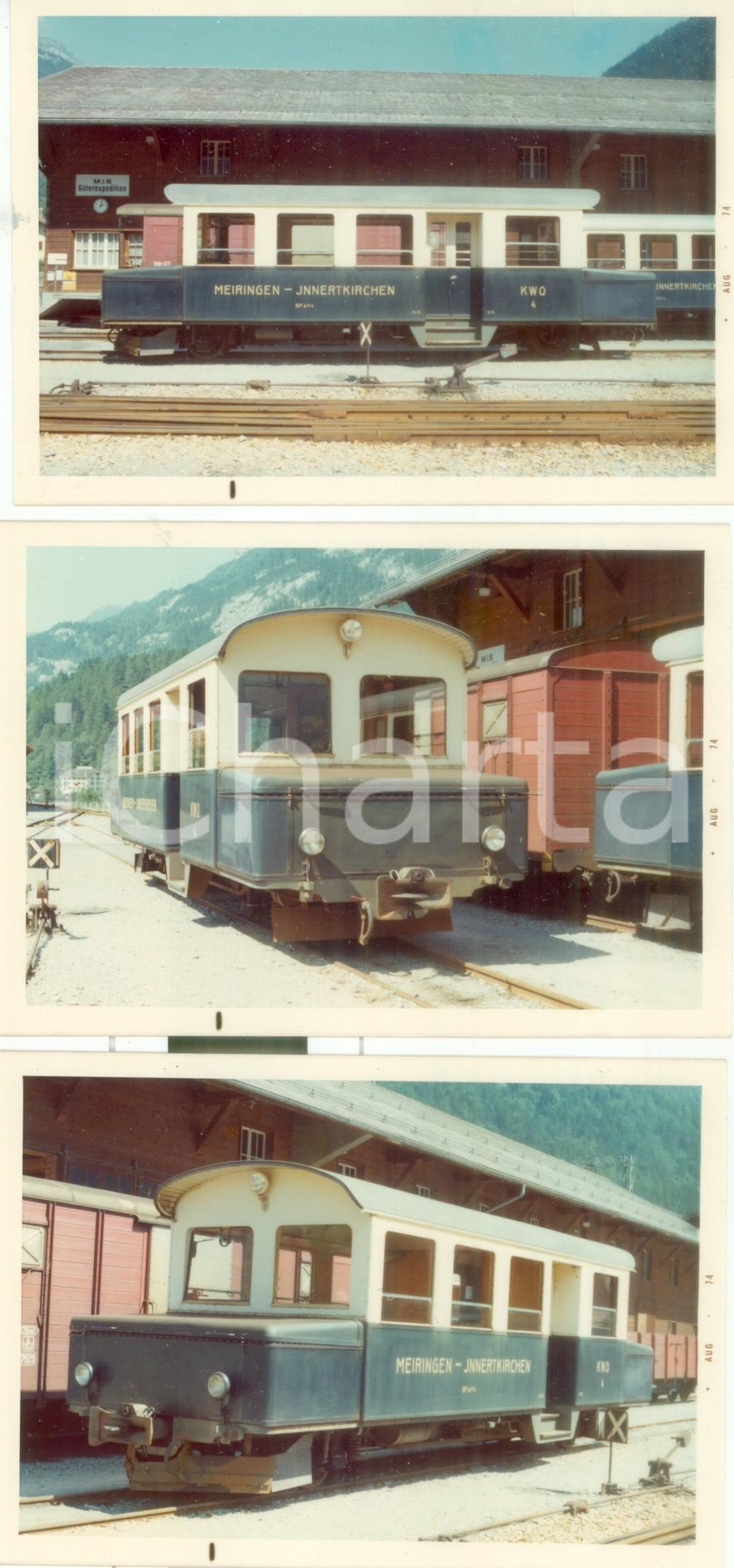 Fotografia d epoca originale 1974 SVIZZERA Ferrovie MEIRINGENJNNERTKIRCHEN Locomotiva KWO 4 Lotto 3 foto 1
