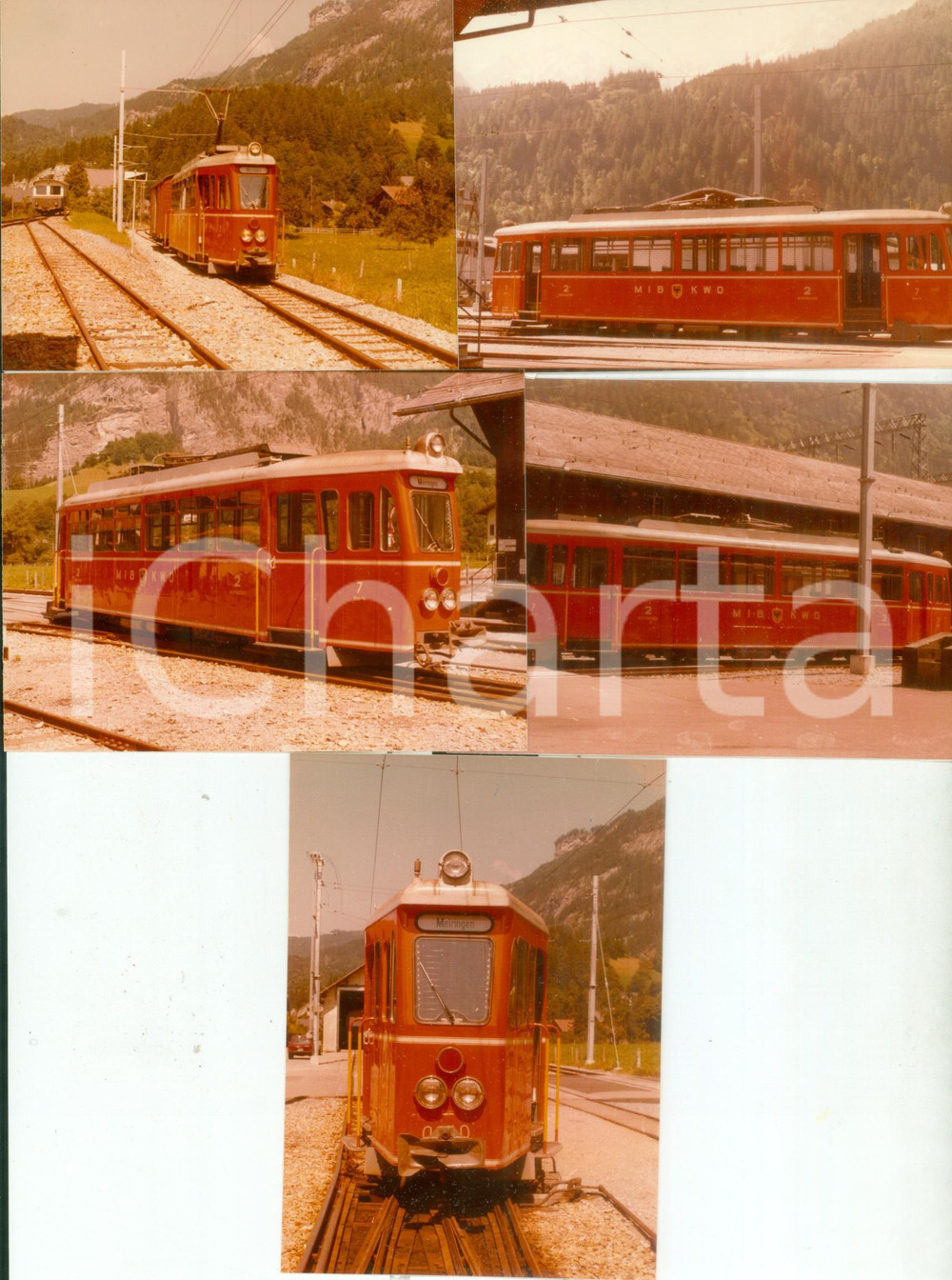 Fotografia d epoca originale 1975 SVIZZERA Ferrovie MEIRINGENJNNERTKIRCHEN Locomotiva MIB KWO 2 Lotto 5 foto 1