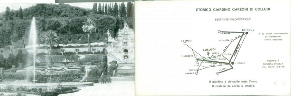 Materiale pubblicitario d’epoca 1965 ca COLLODI PT Giardino di Villa GARZONI Opuscolo turistico ILLUSTRATO 1