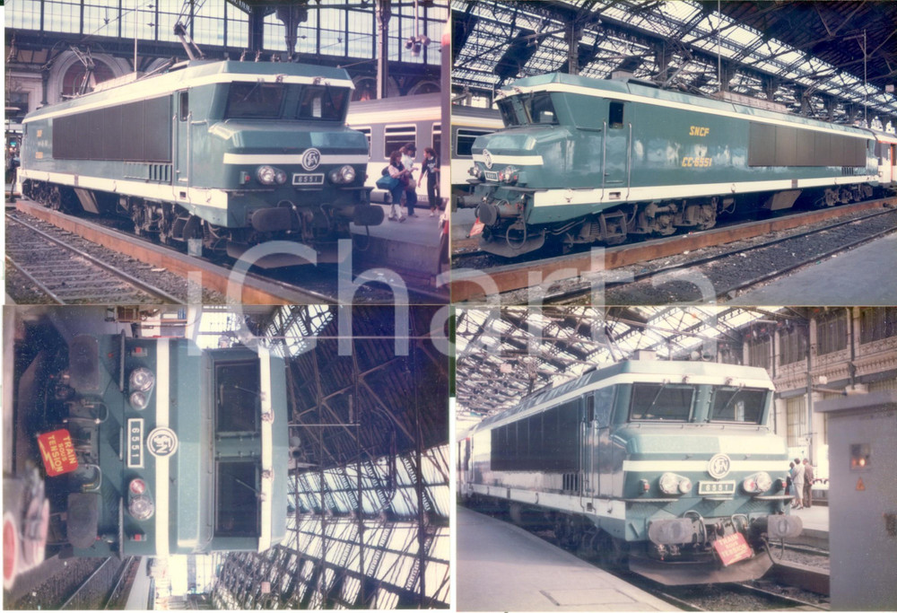Fotografia d epoca originale 1975 ca FRANCE Treno SNCF CC6551 in tensione in stazione Lotto 4 fotografie 1