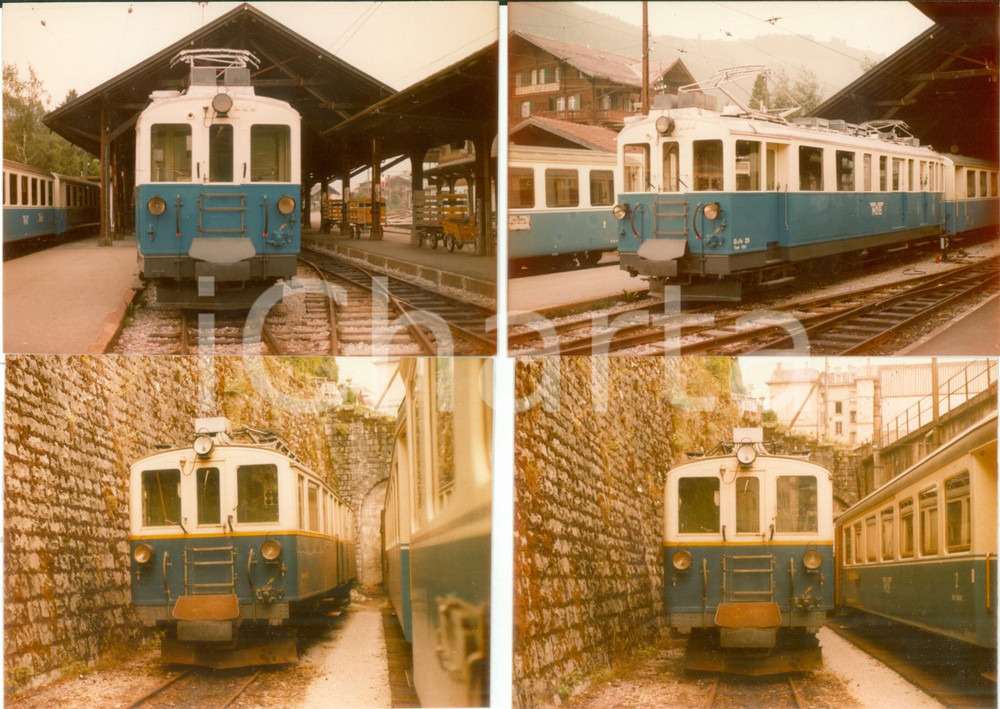 Fotografia d epoca originale 1975 ca SVIZZERA Ferrovie MOB Treno passeggeri D 4/4 25 Lotto 4 fotografie 1