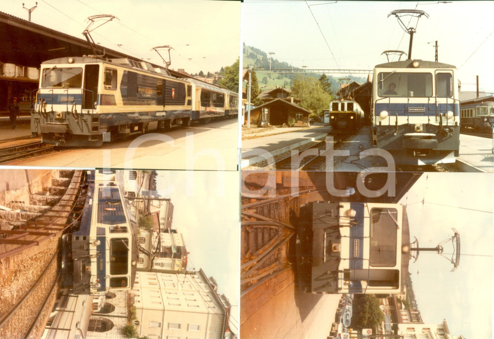 Fotografia d epoca originale 1984 SVIZZERA Ferrovie MOB Locomotiva treno passeggeri Lotto 4 fotografie 1