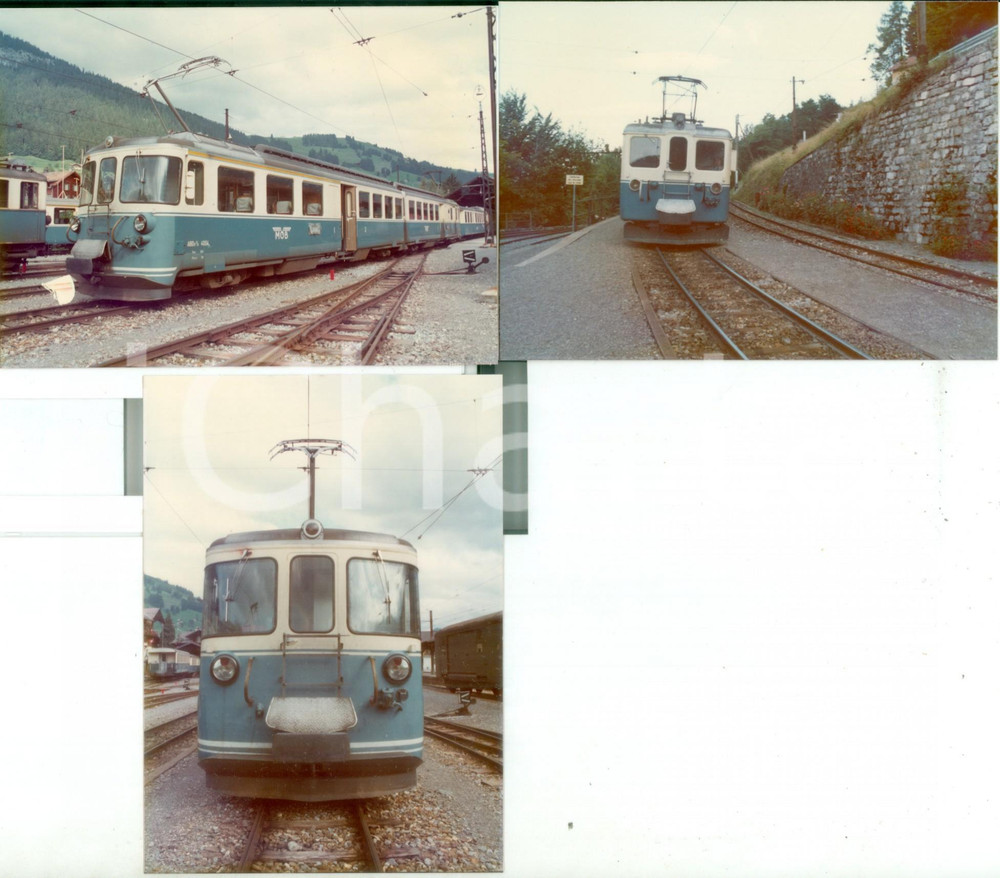 Fotografia d epoca originale 1975 ca SVIZZERA MONTREUXBERNEROBERLAND Locomotiva ABD 4004 Lotto 3 fotografie 1