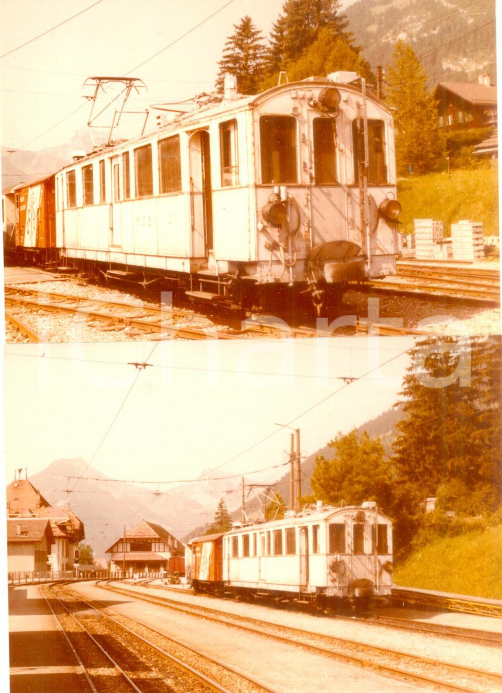 Fotografia d epoca originale 1975 ca SVIZZERA MONTREUXBERNEROBERLAND Locomotiva passeggeri Lotto 2 foto 1