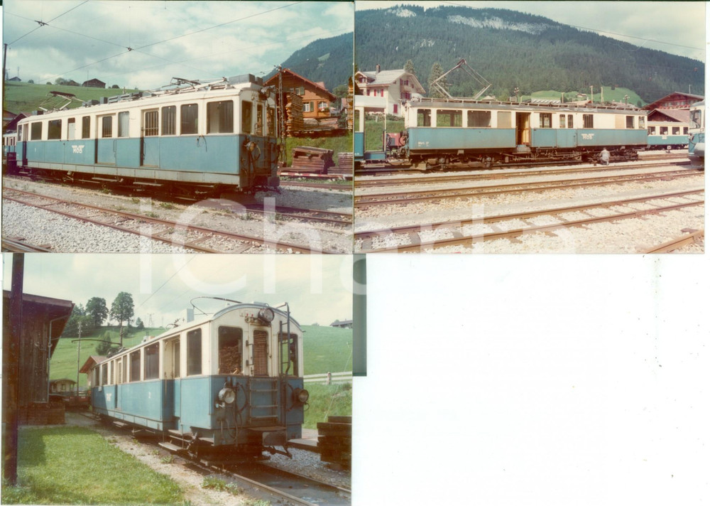Fotografia d epoca originale 1975 ca SVIZZERA MONTREUXBERNEROBERLAND Locomotiva Bd 27 Lotto 2 fotografie 1