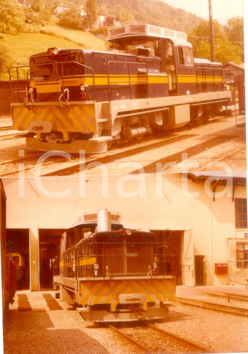 Fotografia d epoca originale 1975 ca SVIZZERA MONTREUXBERNEROBERLAND Locomotiva Gm 2003 Lotto 2 fotografie 1