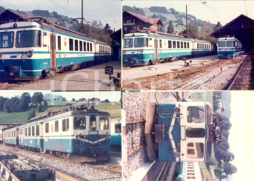 Fotografia d epoca originale 1975 ca SVIZZERA MONTREUXBERNEROBERLAND Locomotiva Be 5003 Lotto 4 fotografie 1