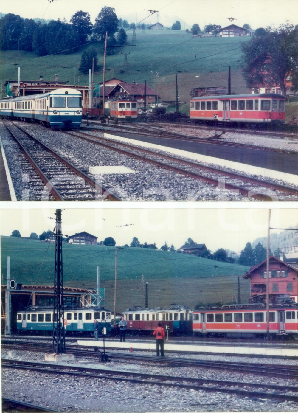 Fotografia d epoca originale 1975 ca SVIZZERA MONTREUXBERNEROBERLAND Treni passeggeri Lotto 2 fotografie 1