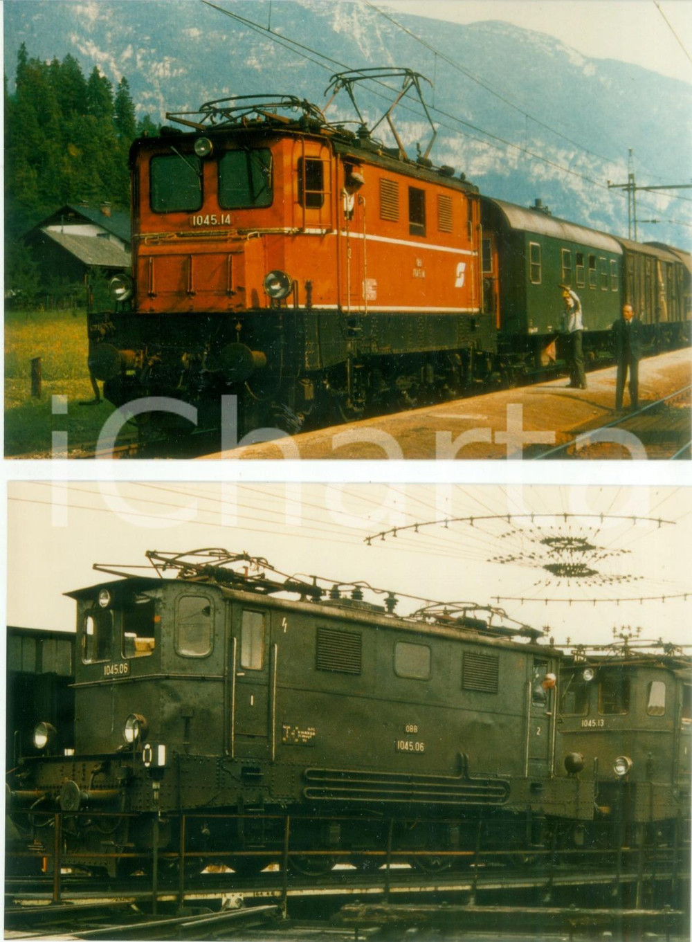 Fotografia d epoca originale 1975 AUSTRIA Ferrovie austriache Locomotive 1045.06 1045.14 Lotto 2 fotografie 1