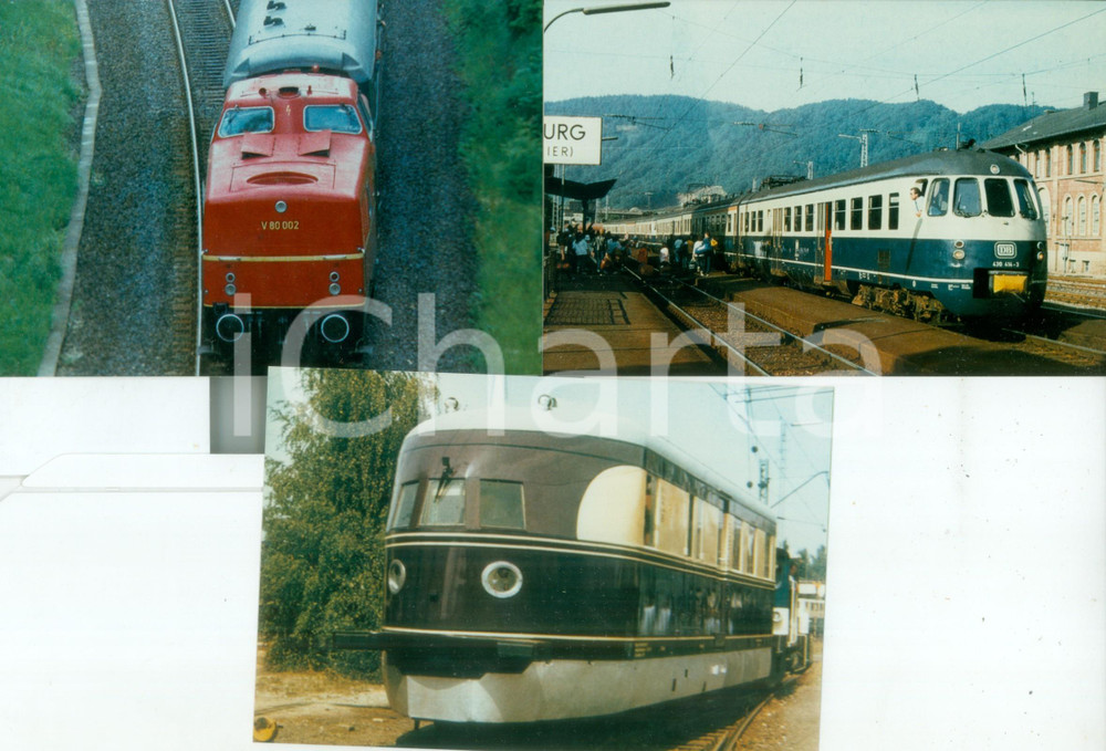 Fotografia d epoca originale 1980 ca GERMANIA FEDERALE Treni passeggeri entrano in stazione Lotto 3 foto 1