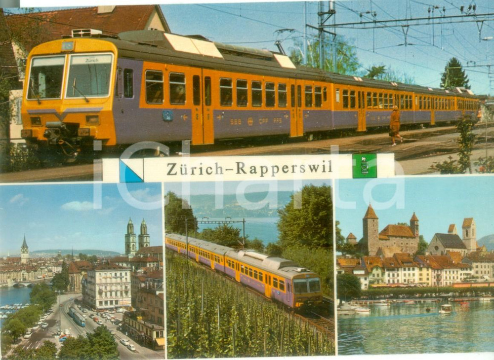 Fotografia d epoca originale 1975 ca ZURICH SVIZZERA Ferrovie SBB GoldkÃ¼stenexpress vedutine Cartolina FG 1