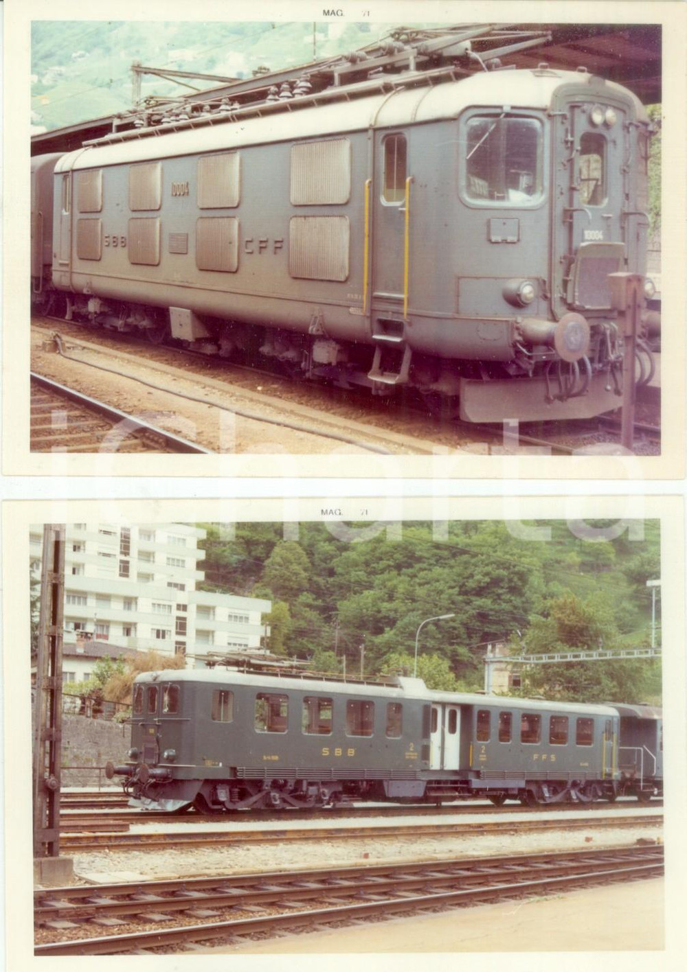 Fotografia d epoca originale 1971 SVIZZERA Ferrovie SBB CFF FFS Treno passeggeri 10004 Lotto 2 fotografie 1