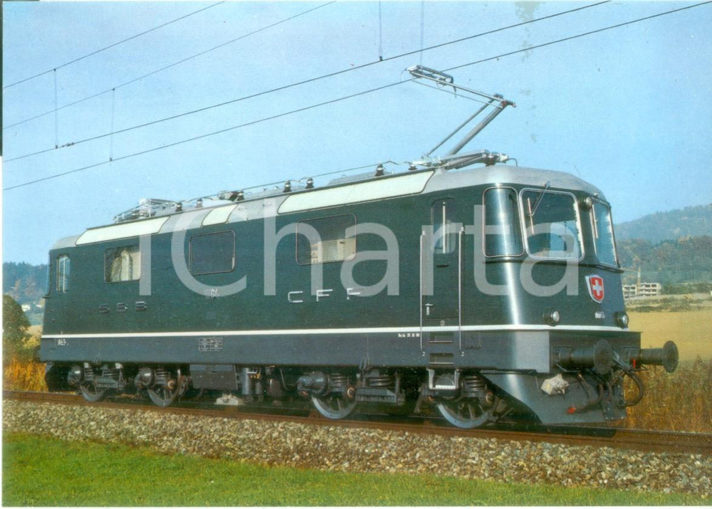 Fotografia d epoca originale 1980 ca SVIZZERA Treno TRANSEUROPEXPRESS Locomotiva Re 4/4 11156 Foto seriale 1