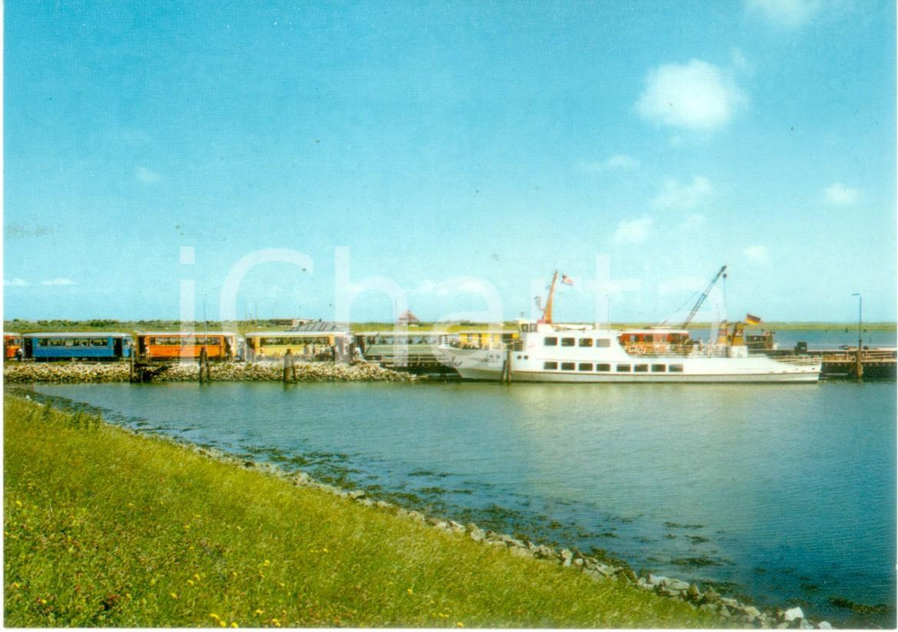 Cartolina originale da collezione 1975 SYLT DE SYLTER VERKEHRSGESELLSCHAFT Treno al molo Cartolina FG NV 1