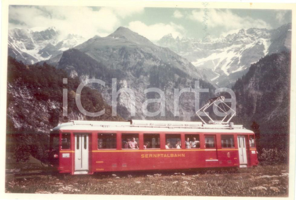 Fotografia d epoca originale 1970 ca SVIZZERA CANTON GLARONA Vagone elettrico SERFNTALBAHN Fotografia 1