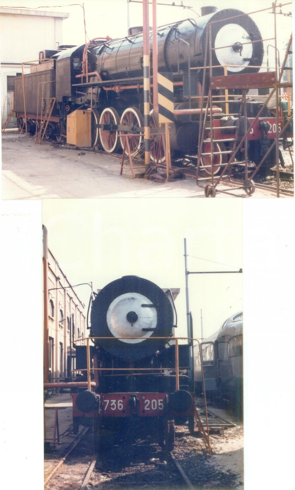 Fotografia d epoca originale 1970 ca MILANO STAZIONE CENTRALE Treno FS 736 205 in deposito Lotto 2 fotografie 1