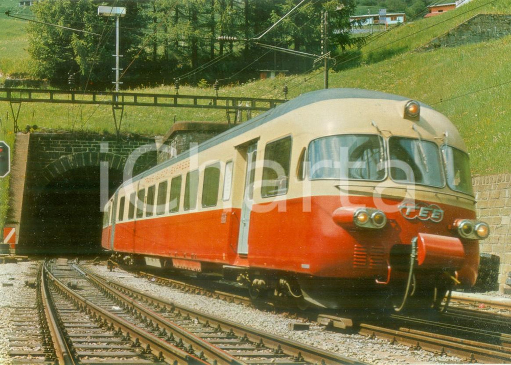 Cartolina originale da collezione 1980 AIROLO SVIZZERA Treno TransEuropExpress Galleria SAN GOTTARDO Cartolina 1