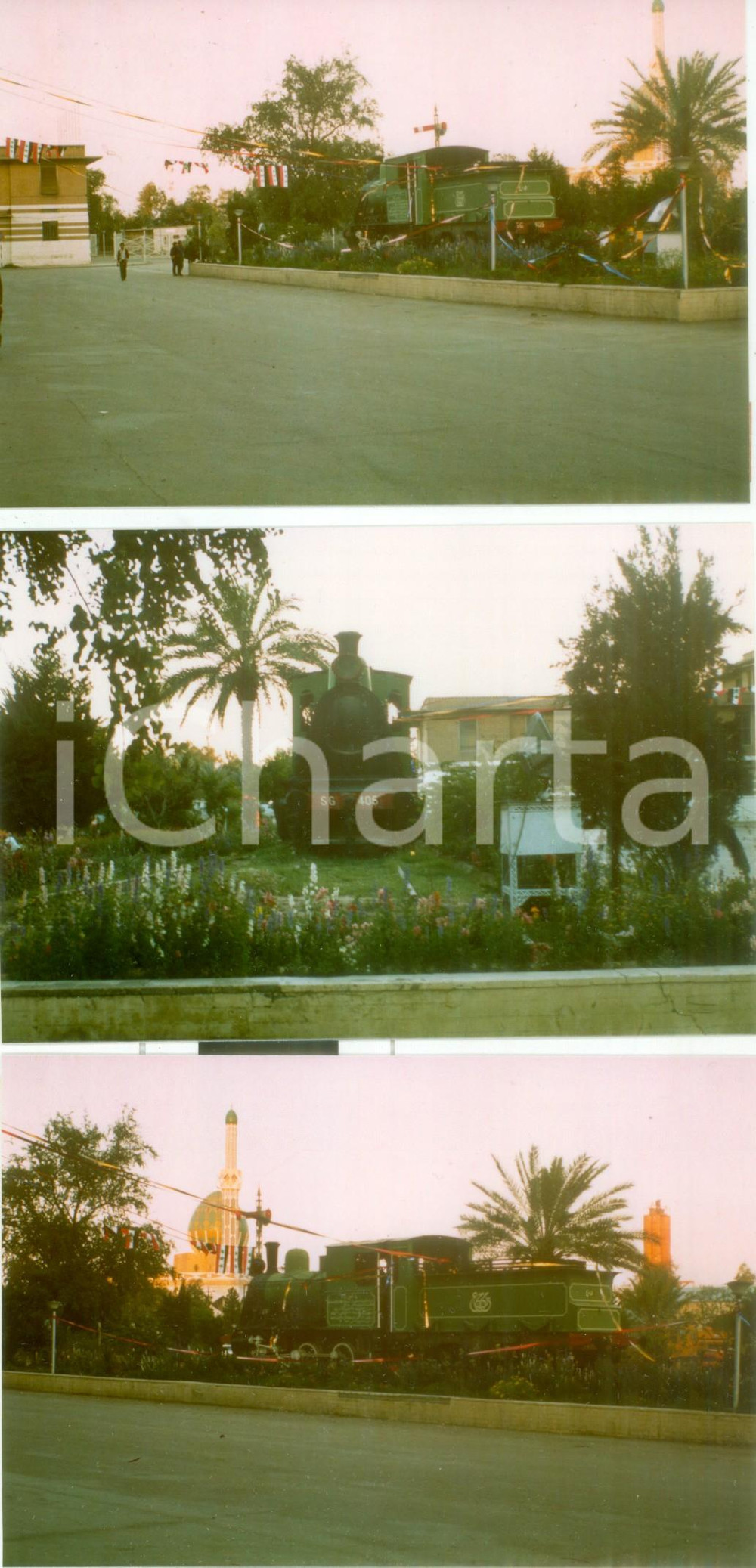 Fotografia d epoca originale 1970 ca BAGHDAD IRAQ Ferrovie irachene Locomotiva SG 405 Lotto 3 fotografie 1