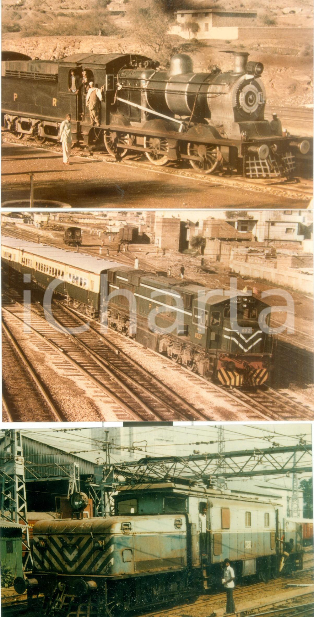 Fotografia d epoca originale 1970 ca PAKISTAN Ferrovie pakistane Lotto 3 fotografie ANIMATE 1
