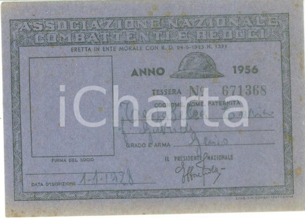 1956 COLLESCIPOLI Associazione Nazionale Combattenti Enrico TESTASECCA