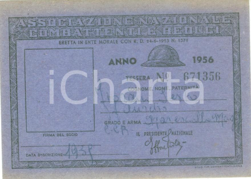Oggetto da collezione cartaceo 1956 COLLESCIPOLI Associazione Nazionale Combattenti Tessera Sesto FIORANI 1
