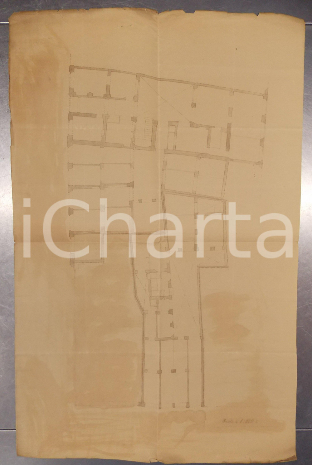 Mappa, planimetria storica 1940 ca MILANO Arch. Ferruccio BIGI Planimetria casa civile Via FIORI CHIARI 1